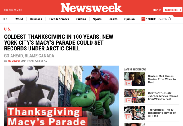 Coldest Thanksgiving In 100 Years - New York City's Macy_s Parade Could Set Records Under Arctic Chill